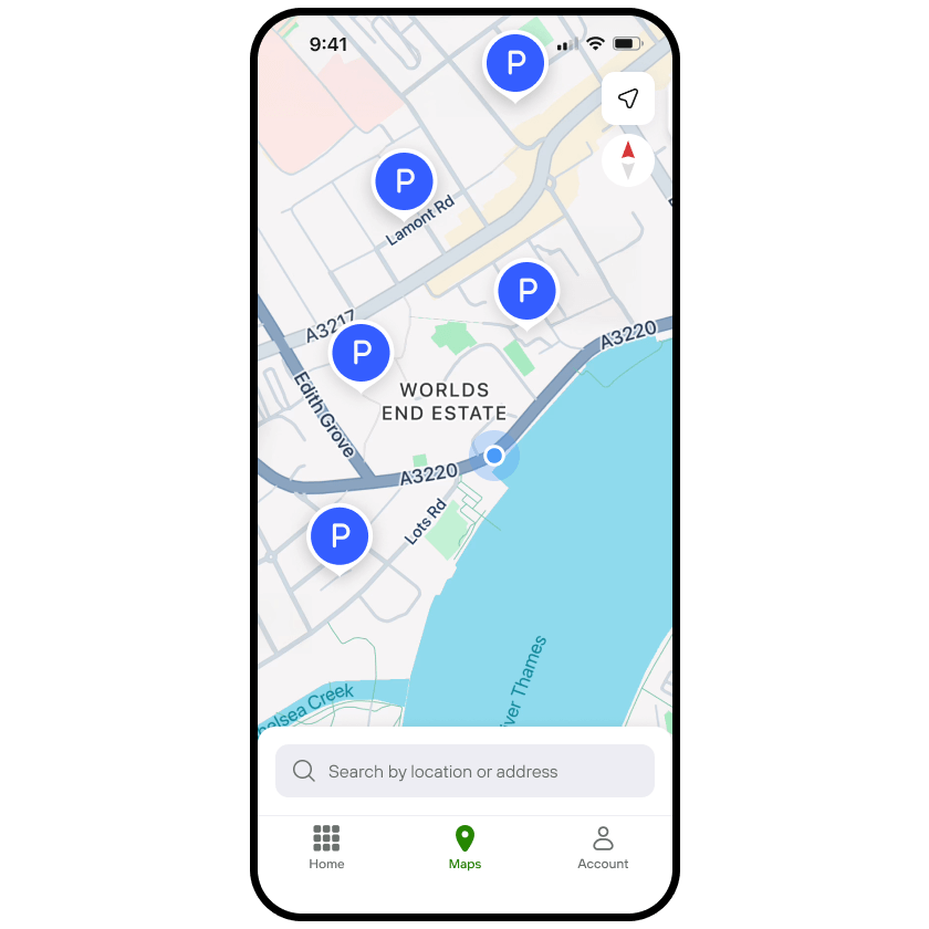 Mapa de ParqueaYa mostrando parqueos disponibles para conductores